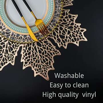 Buy Fall Gold Leaf Placemats - 12 Elegant Dining Table Mats