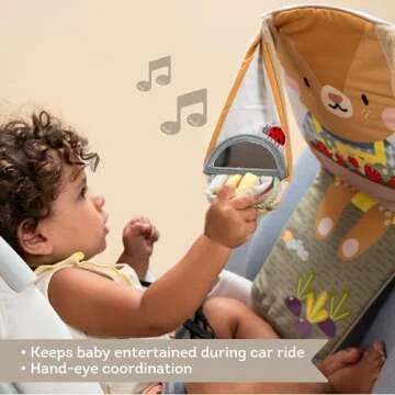 Taf Toys Play & Kick Infant Car Seat Toy for Babies, Newborn Rear-Facing Activity Center with Music, Light, Mirror & Rattling Toys, Promotes Motor Skills Development, 0-18 Months Travel Baby Toy