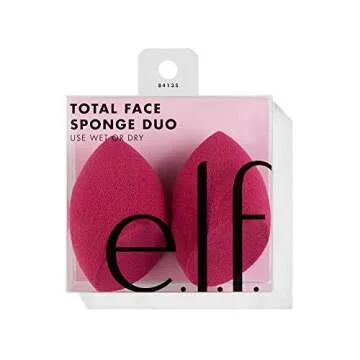 e.l.f. Total Face Sponge Duo, Plush, Multi-Sided & Latex-Free Makeup Sponges For Easy Blending Of Co...