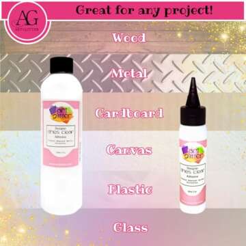 Art Institute Glitter Designer Dries Clear Adhesive Bundle 8oz,2oz, Metal Tip