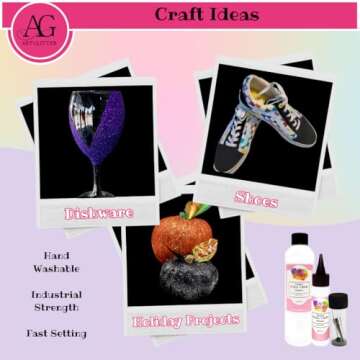 Art Institute Glitter Designer Dries Clear Adhesive Bundle 8oz,2oz, Metal Tip