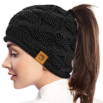 Stylish and Functional Knit Ponytail Beanie for Women - Perfect Winter Gift