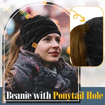 Stylish Winter Knit Ponytail Beanie for Women - URECOVER