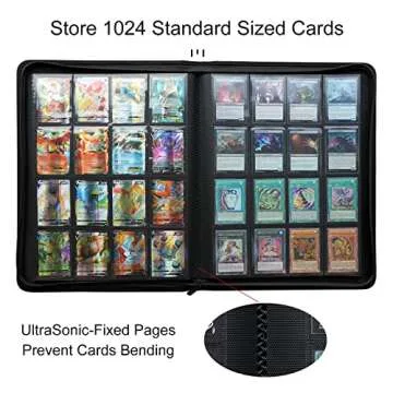 Rieton 16 Pocket 1000+ Pockets Card Binder, Large Ringless Side Loading Pockets Trading Card Album Folder for TCG