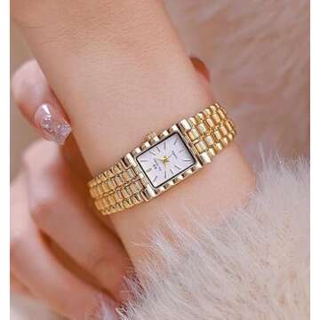 FANMIS Women Vintage Gold Watches Minimalism Square Ultra Thin Watch Updated Luxury Ladies Watch wit...