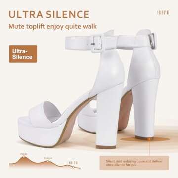 IDIFU IN5 Sabrina White Heels Platform Heels Block Heels Chunky High Heeled Sandals for Women Sexy Ankle Strap Heels Wedding Party Dress Shoes Open Toe Heels(White Pu 8.5)