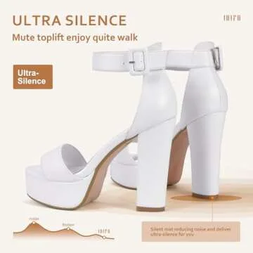IDIFU IN5 Sabrina White Heels Platform Heels Block Heels Chunky High Heeled Sandals for Women Sexy Ankle Strap Heels Wedding Party Dress Shoes Open Toe Heels(White Pu 8.5)