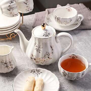 Porcelain Tea Sets British Royal Series with Teapot and Cups