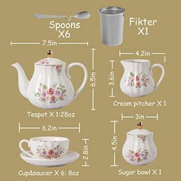Porcelain Tea Sets British Royal Series with Teapot and Cups