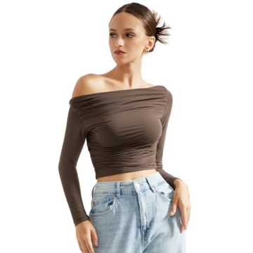 SUUKSESS Off Shoulder Long Sleeve Crop Top - Stylish Comfort
