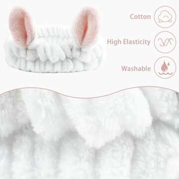 Ayesha Bunny Ear Headband for Makeup and Spa Use