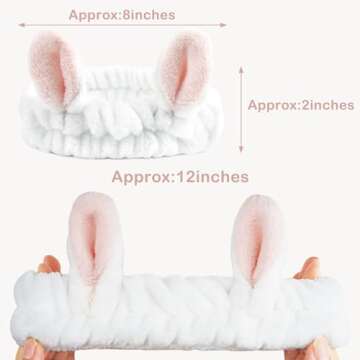 Ayesha Bunny Ear Headband for Makeup and Spa Use