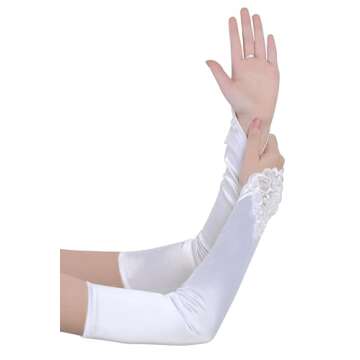 BABEYOND Long Opera Party 20s Satin Gloves Tea Party Stretchy Adult Size Elbow Length