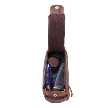 cuero Premium Buffalo Leather Unisex Toiletry Bag Travel Dopp Kit Vintage Travel Shaving & Dopp Kit For Men And Women