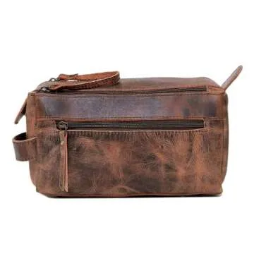 cuero Premium Buffalo Leather Unisex Toiletry Bag Travel Dopp Kit Vintage Travel Shaving & Dopp Kit For Men And Women