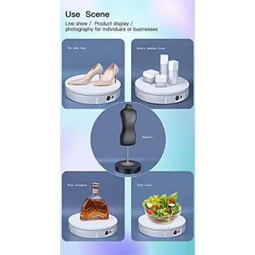 JAYEGT Motorized Rotating Display Stand, 360 Degree Electric Rotating Turntable for Photography Products Display，Live Video Show,Remote Control Angle, Speed (Black/11.8inch / 330Lbs Load/Wired)