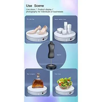 JAYEGT Motorized Rotating Display Stand, 360 Degree Electric Rotating Turntable for Photography Products Display，Live Video Show,Remote Control Angle, Speed (Black/11.8inch / 330Lbs Load/Wired)