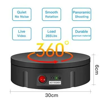 JAYEGT Motorized Rotating Display Stand, 360 Degree Electric Rotating Turntable for Photography Products Display，Live Video Show,Remote Control Angle, Speed (Black/11.8inch / 330Lbs Load/Wired)