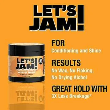 SoftSheen-Carson Let's Jam! Shining and Conditioning Hair Gel by Dark and Lovely, Extra Hold, All Hair Types, Styling Gel Great for Braiding, Twisting & Smooth Edges, Extra Hold, 4.4 oz