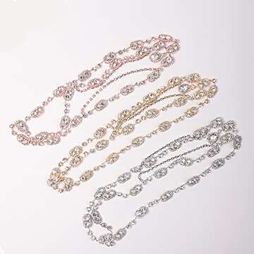 YERTTER Elegant Wedding Brides Women Iced Out Headchain Hair Jewelry Head Chain Wedding Bohemian Crystal Layering Hair Piece Rhinestones Head Piece (Gold)