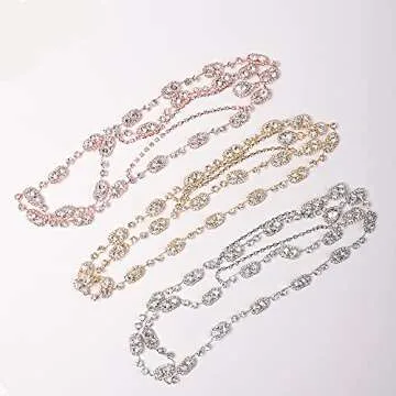 YERTTER Elegant Wedding Brides Women Iced Out Headchain Hair Jewelry Head Chain Wedding Bohemian Crystal Layering Hair Piece Rhinestones Head Piece (Gold)