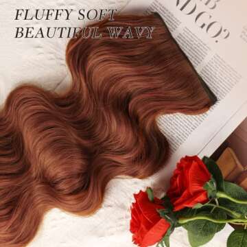 NAYOO 20" Wavy Curly Auburn Clip in Hair Extensions
