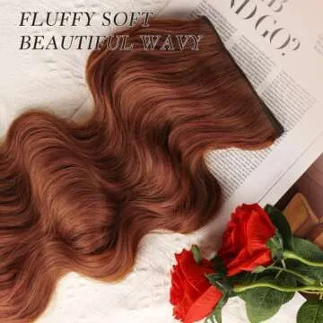 NAYOO 20" Wavy Curly Auburn Clip in Hair Extensions