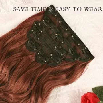 NAYOO 20" Wavy Curly Auburn Clip in Hair Extensions