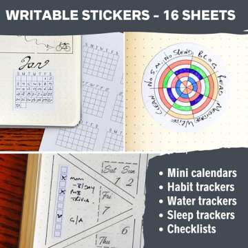 Simple Productivity Weekly Planner Stickers (Black & White) - 30 Sheets of Writable and Transparent Stickers - Mini Calendars, Habit Tracker, Days, Numbers - Supplies for Bullet Dotted Journals