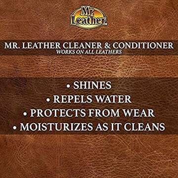 MR. LEATHER Leather Cleaner & Conditioner for Automotive, Upholstery, Leather Luggage and Bags (Liquid Pack of 2)