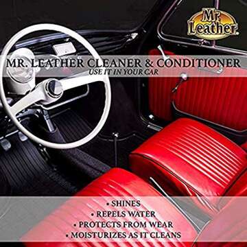 MR. LEATHER Leather Cleaner & Conditioner for Automotive, Upholstery, Leather Luggage and Bags (Liquid Pack of 2)