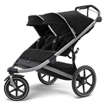 Thule Urban Glide 2 Double Stroller - All-Terrain Jogging, Black/Silver Frame