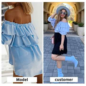 Byinns Women's Off Shoulder Ruffle Blouses Layered Tops