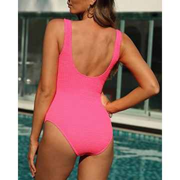 Limeeke Women One Piece Swimsuit Stylish Ribbed Monokini