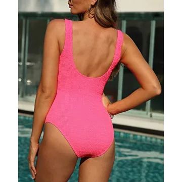 Limeeke Women One Piece Swimsuit Stylish Ribbed Monokini