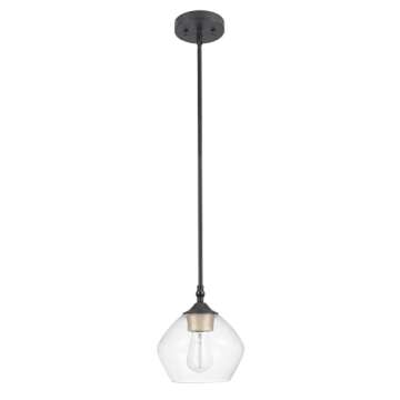 Globe Electric Harrow Pendant - Matte Black & Gold Accent