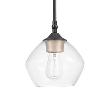 Globe Electric Harrow Pendant - Matte Black & Gold Accent