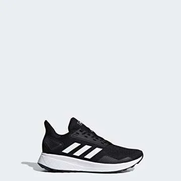 adidas Unisex-Child Duramo 9 Running Shoe, Black/White, 4