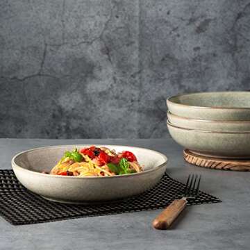 AmorArc Large Pasta Bowls - 36oz Stoneware Set of 4