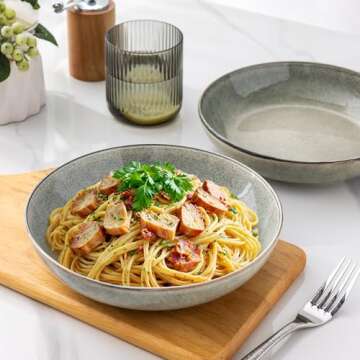 AmorArc Large Pasta Bowls - 36oz Stoneware Set of 4