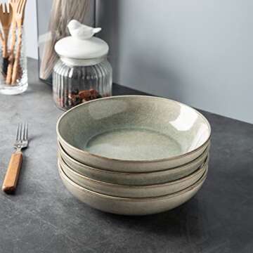 AmorArc Large Pasta Bowls - 36oz Stoneware Set of 4