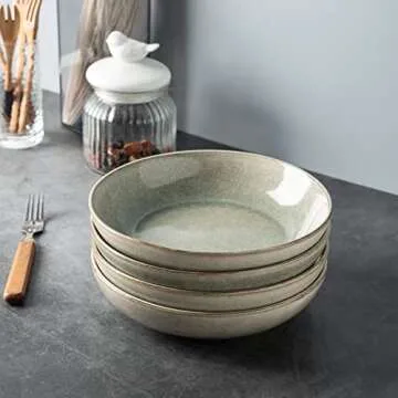 AmorArc Large Pasta Bowls - 36oz Stoneware Set of 4