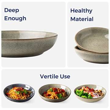 AmorArc Large Pasta Bowls - 36oz Stoneware Set of 4