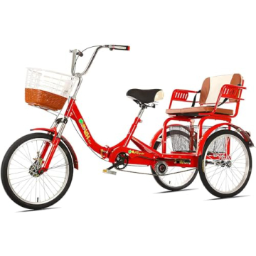 MENGYY Adult Tricycle Folding for Seniors Comfortable seat 3 Wheel Bicycle with Shopping Basket Doub...