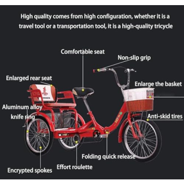 MENGYY Adult Tricycle - Comfortable Folding Bicycle for All
