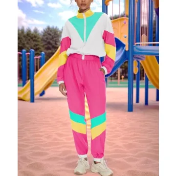 UOUA Women's 80s 90s Color Block Tracksuit Set XL