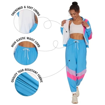 UOUA Women's 80s 90s Color Block Tracksuit Set XL