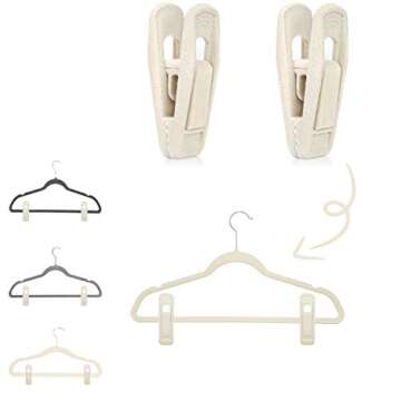 TOFIIGREM Beige Velvet Hanger Clips (60-Pack), Non-Slip Velvet Clip Work Perfectly for Ivory/Beige Velvet Hangers, Pant Skirt Hanger Velvet Clips Fit for Velvet Clothes Hangers