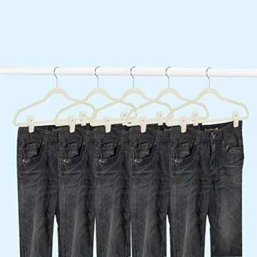 TOFIIGREM Beige Velvet Hanger Clips (60-Pack), Non-Slip Velvet Clip Work Perfectly for Ivory/Beige Velvet Hangers, Pant Skirt Hanger Velvet Clips Fit for Velvet Clothes Hangers