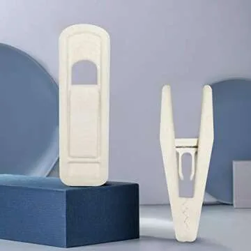 TOFIIGREM Beige Velvet Hanger Clips (60-Pack), Non-Slip Velvet Clip Work Perfectly for Ivory/Beige Velvet Hangers, Pant Skirt Hanger Velvet Clips Fit for Velvet Clothes Hangers